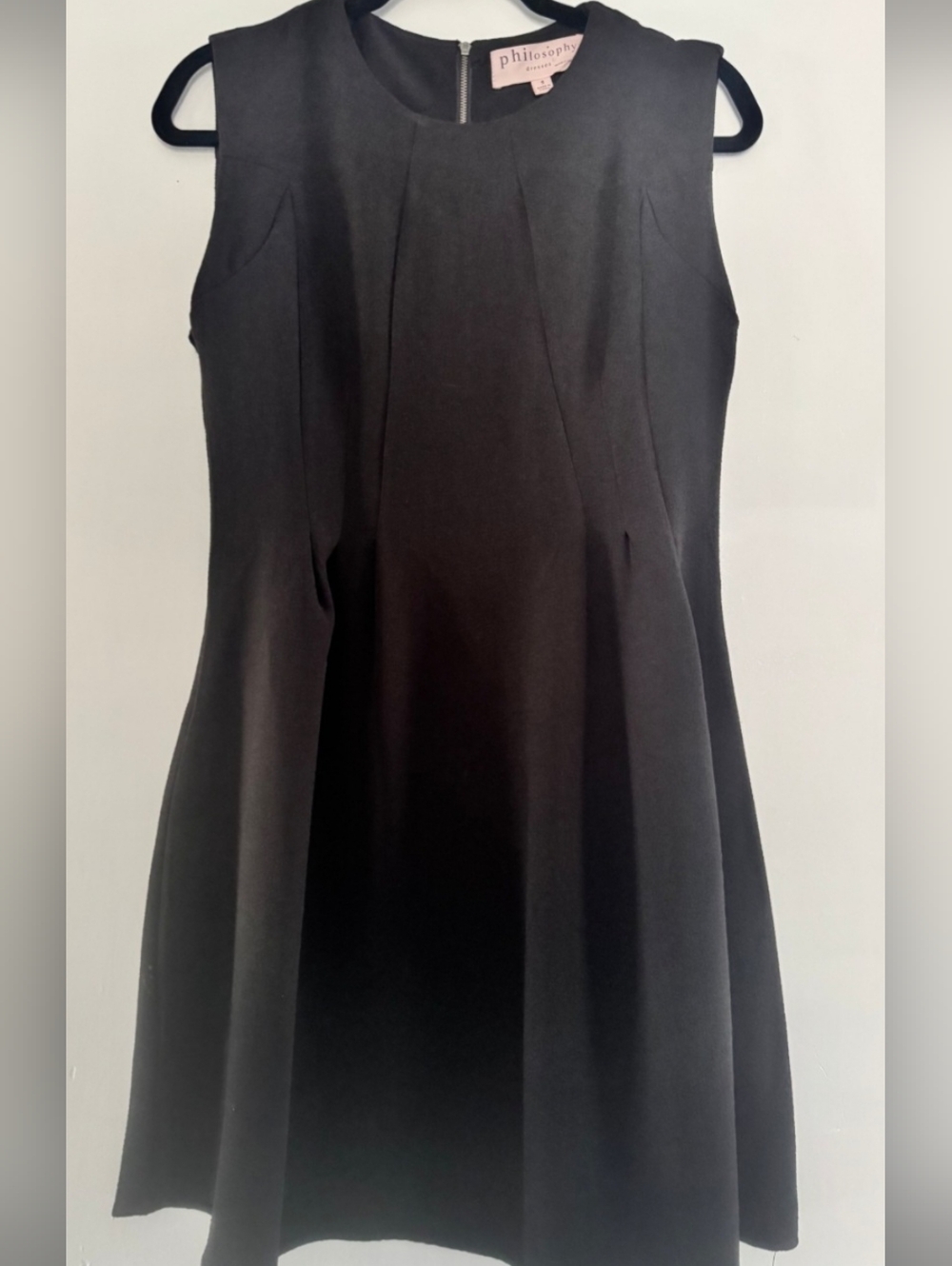Philosophy Black A-Line Skirted Dress